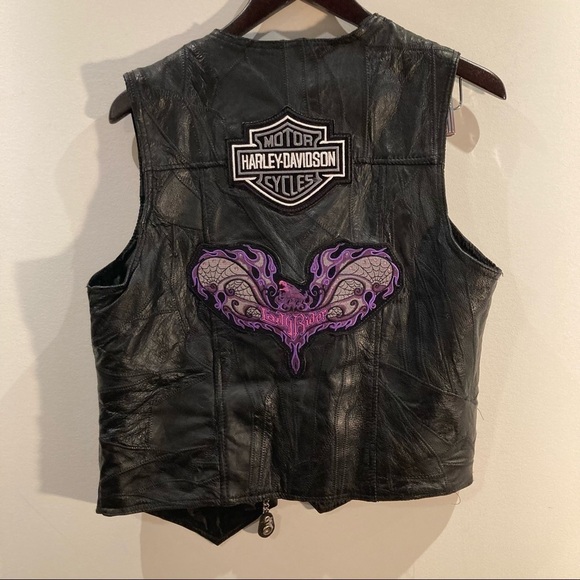HARLEY DAVIDSON SZ L Rider Vest Leather Italian Stone Design w/ 3 Vest - Picture 15 of 15